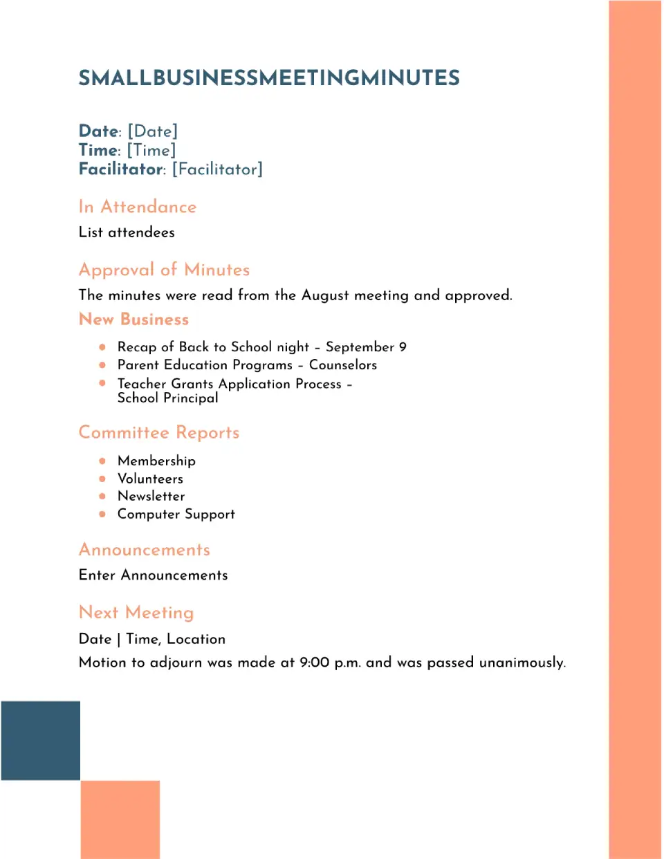 Business Goals Template