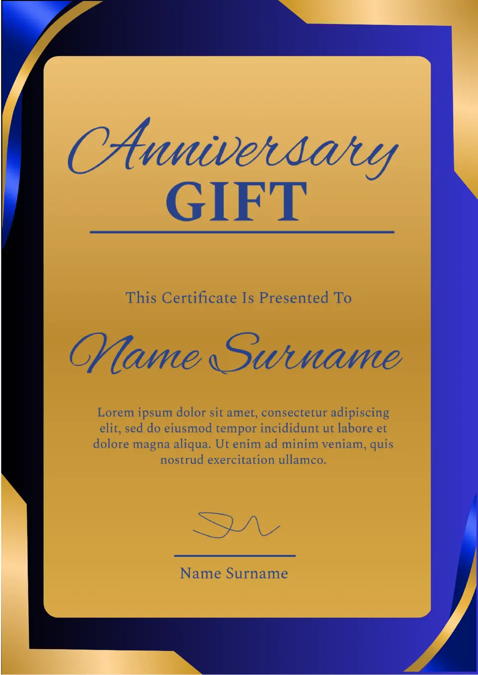 Anniversary Gift Certificate Template