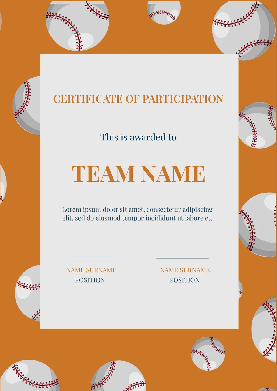 Sports Certificate Template