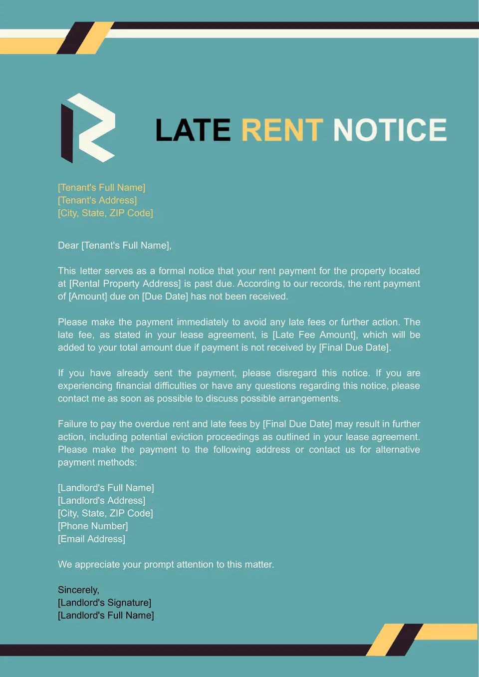 Late Rent Notice Template
