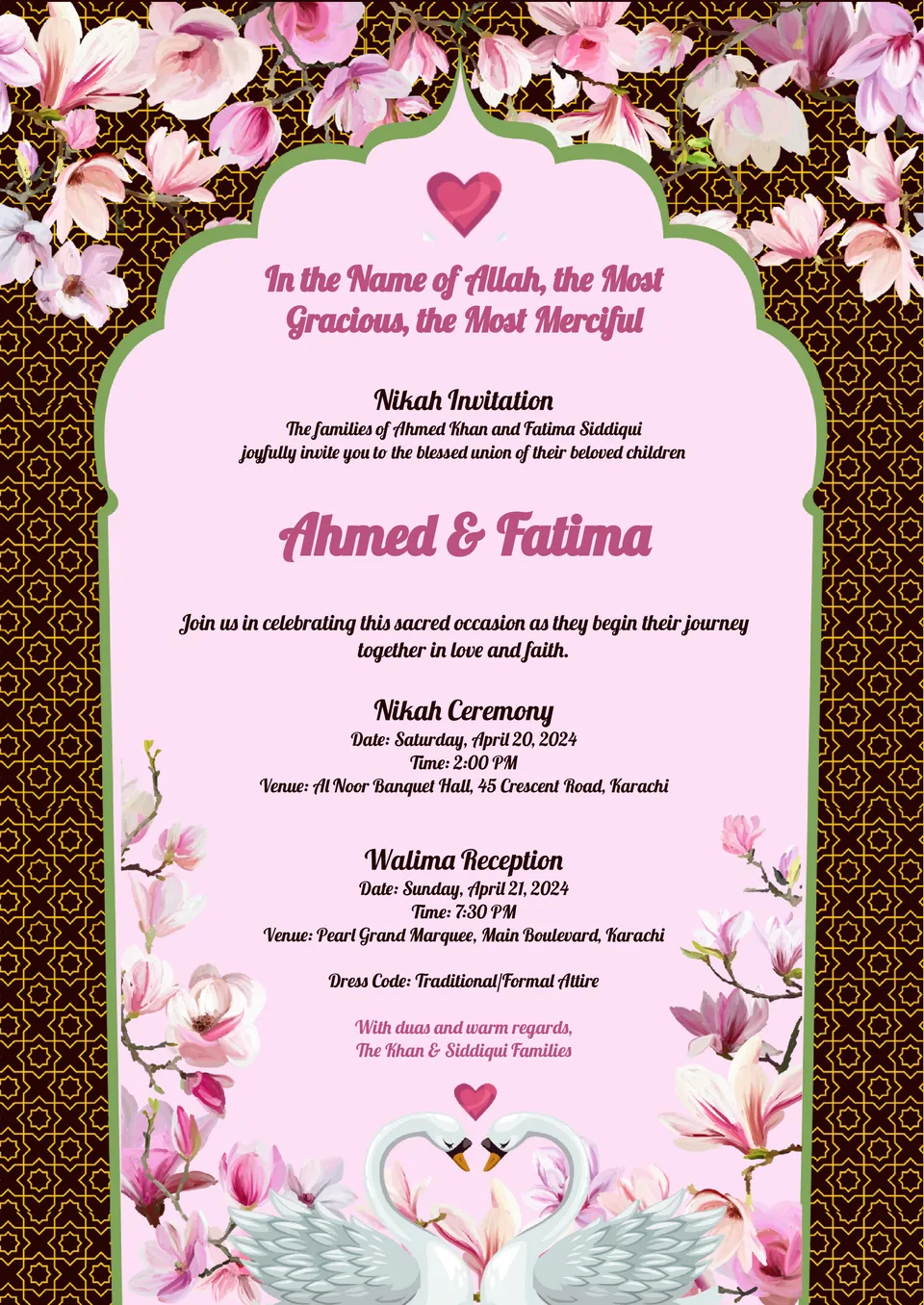 Muslim Wedding Invitation Template