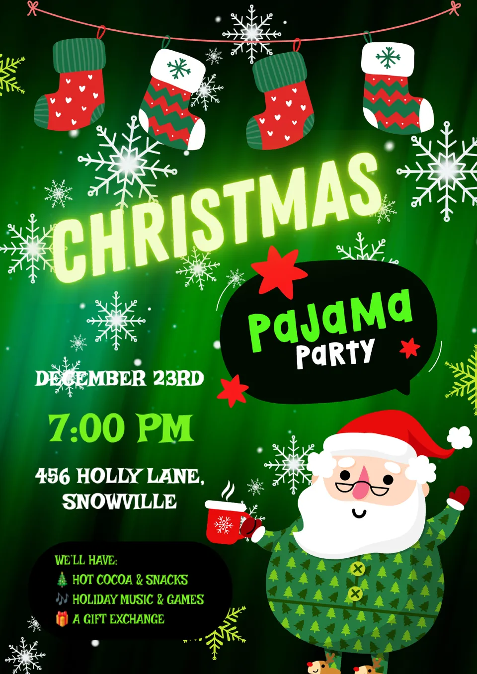 Christmas Pajama Party Invitation Template
